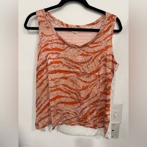 Hem & Thread Orange and Blush Abstract Print Tank Top